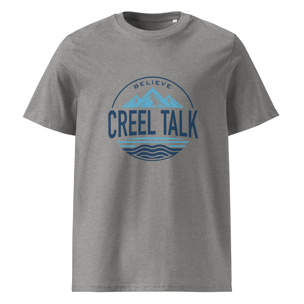 Thumbnail: Grey t-shirt with 'BELIEVE CREEL TALK' logo
