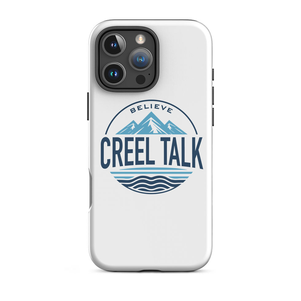 Thumbnail: White phone case with BELIEVE CREEL TALK logo