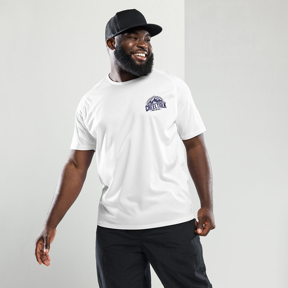 Thumbnail: Man modeling white t-shirt and black cap