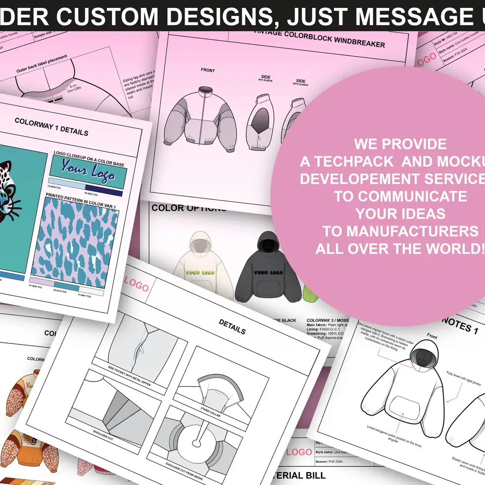 FUPstudio Button Mockups – Custom tech pack and mockup development services, featuring button and garment mockups.