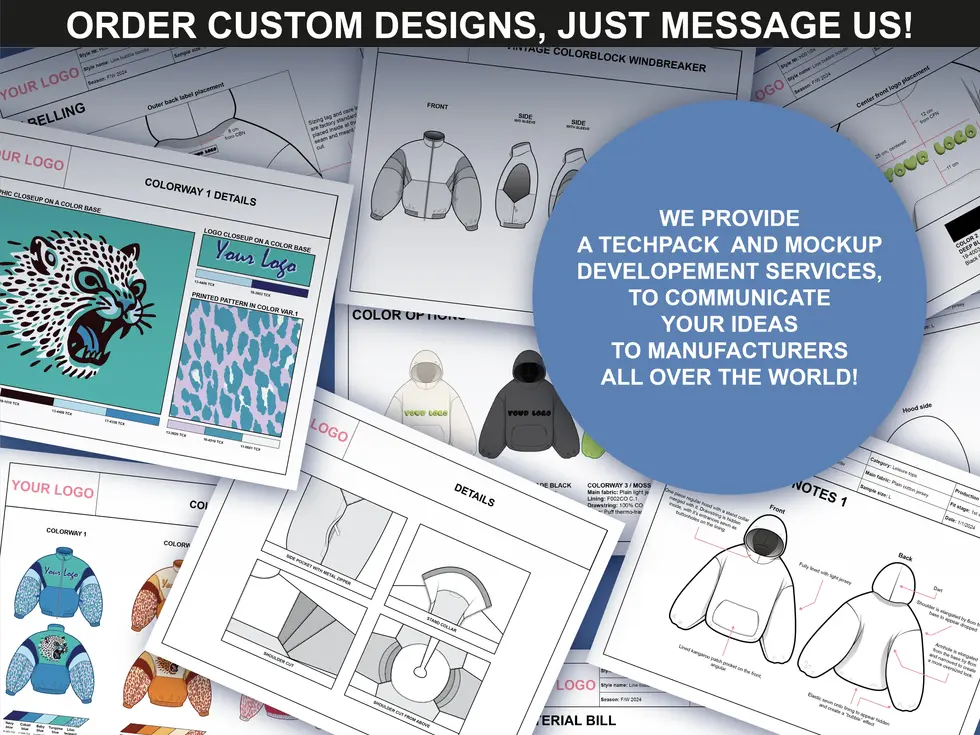 Order custom fashion designs with FUPstudio Shirts Mockups. Professional tech pack and mockup development services.