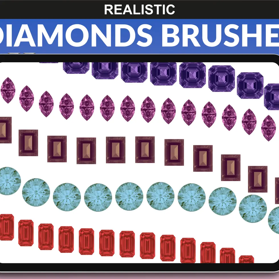 FUPstudio diamond brush set used in jewelry concept design in Procreate