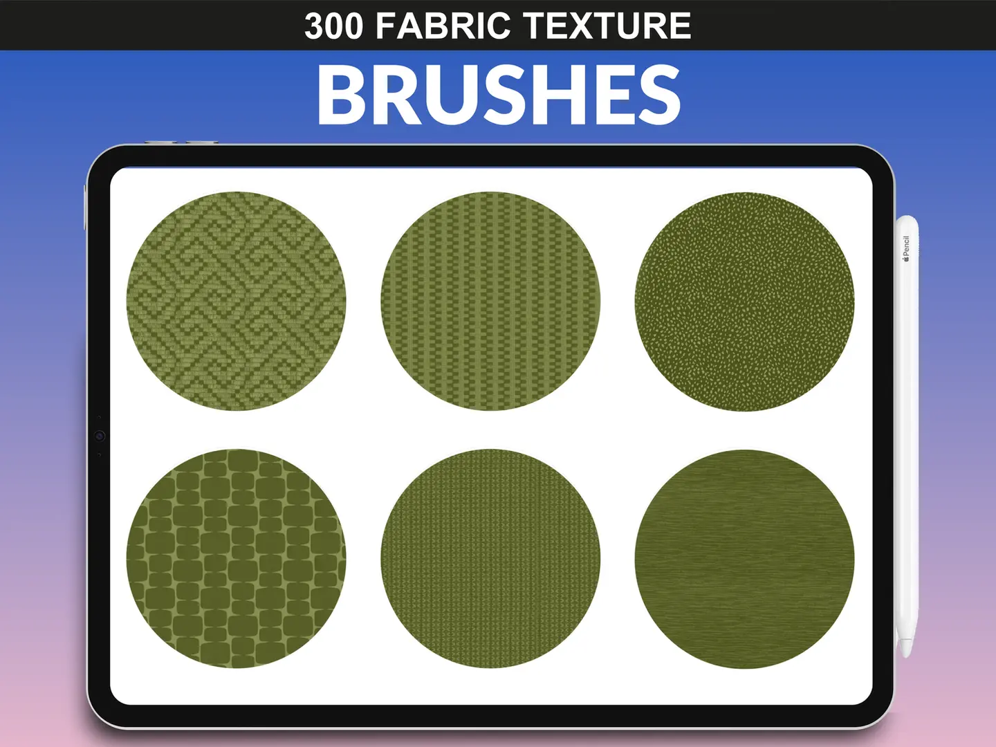 Olive green fabric textures from FUPstudio’s Procreate fabric brushes collection