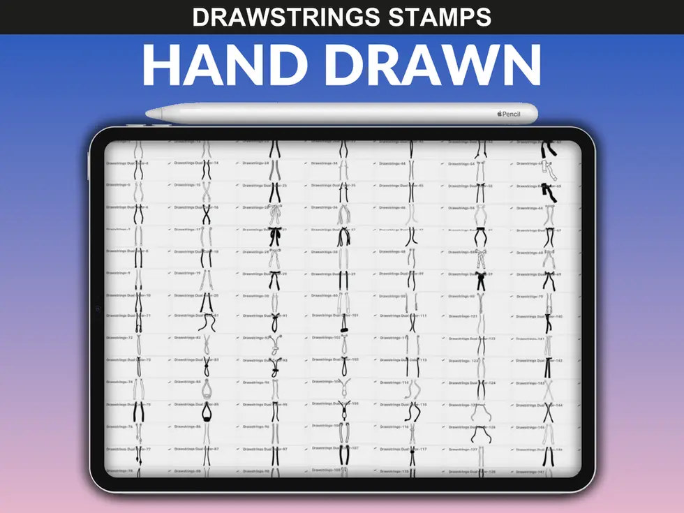 FUPstudio Drawstrings Brushes set – 150 digital stamp variations for Procreate designers