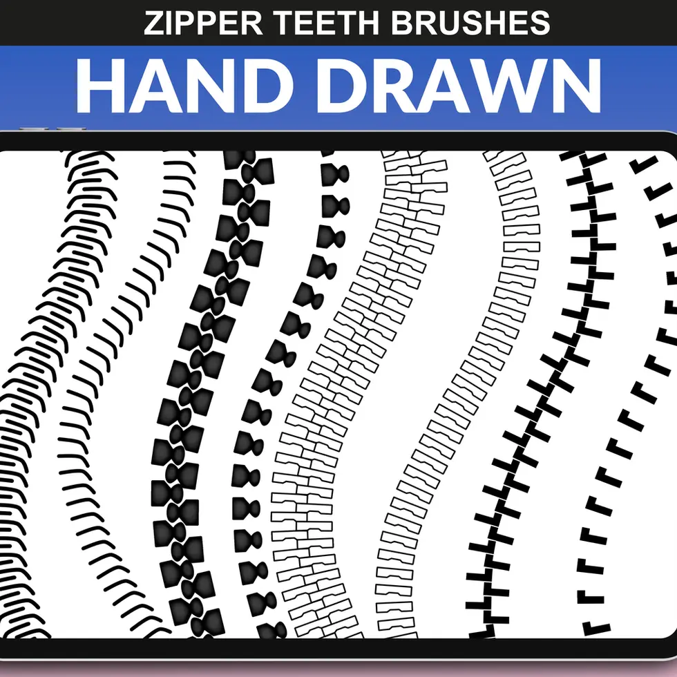 Hand-drawn zipper brushes for digital fashion illustration in Procreate – FUPstudio