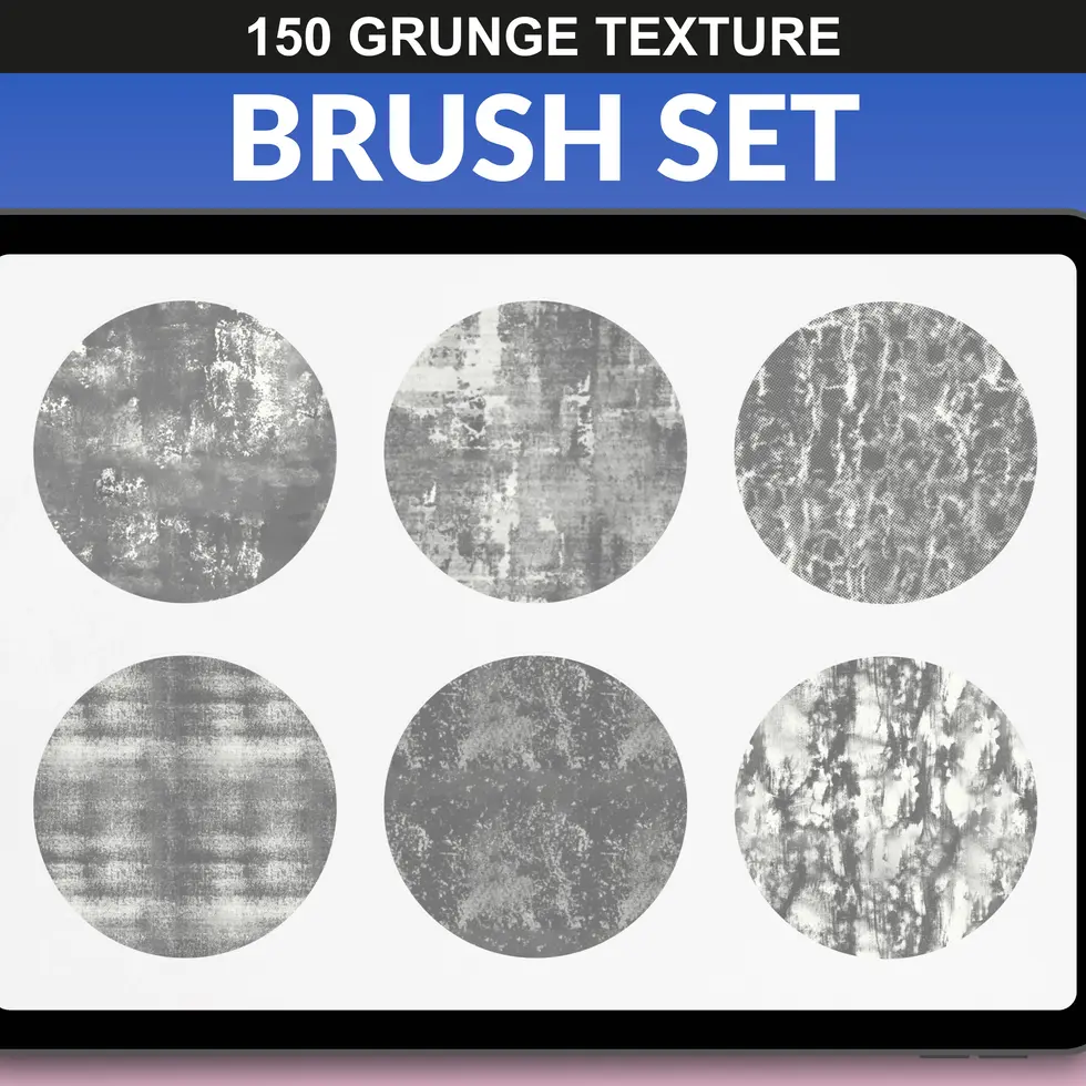 fupstudio high-contrast rough and gritty black-and-white grunge textures from Procreate brush collection