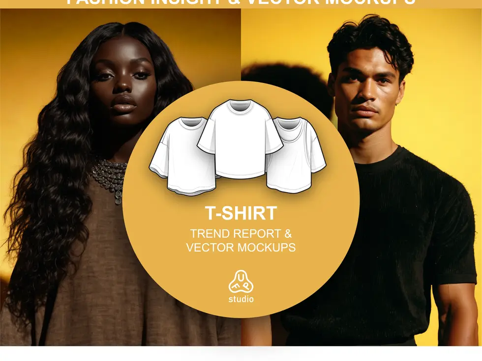 Cover for the T-shirt Trend Report, featuring fashion insights and vector mockups.