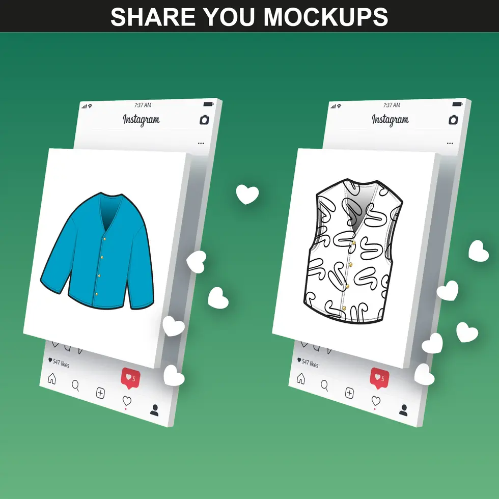 Instagram preview using fupstudio Kidswear Mockups with vector illustrations of jackets and vests