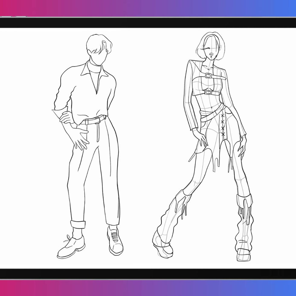 FUPstudio Body Poses Procreate Stamps – 300 hand-drawn figure templates in action for character, fashion, and concept art.
