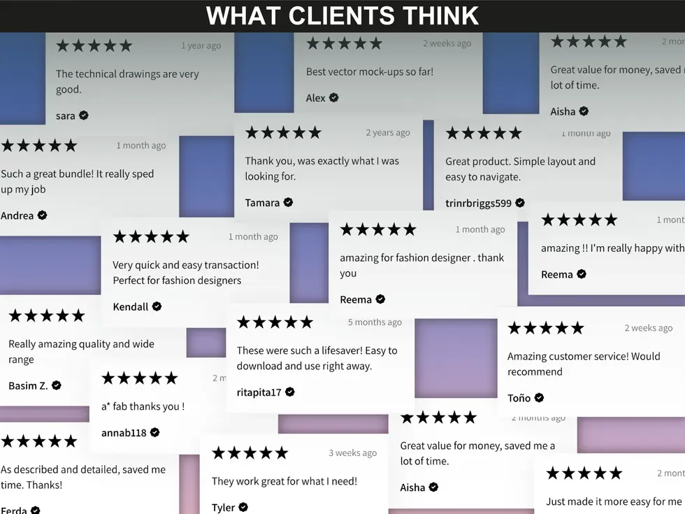 fupstudio Knit Texture Brushes customer reviews collage highlighting designer satisfaction and 5-star feedback