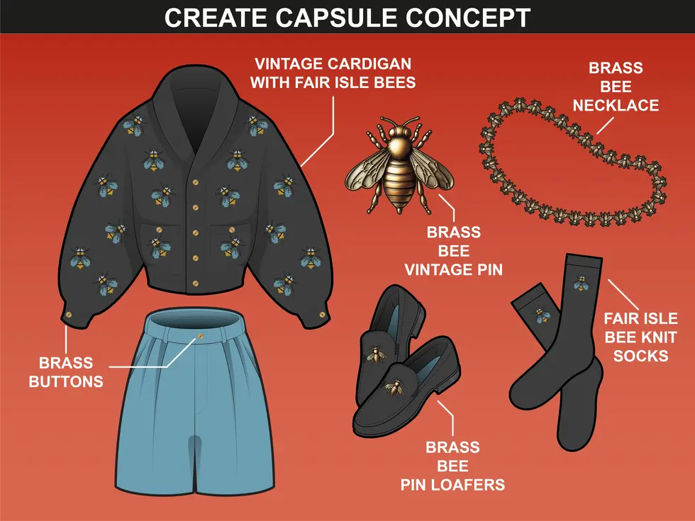 Fair Isle Mockups Bundle capsule concept by FUPstudio, featuring sweaters, accessories, and pattern ideas.