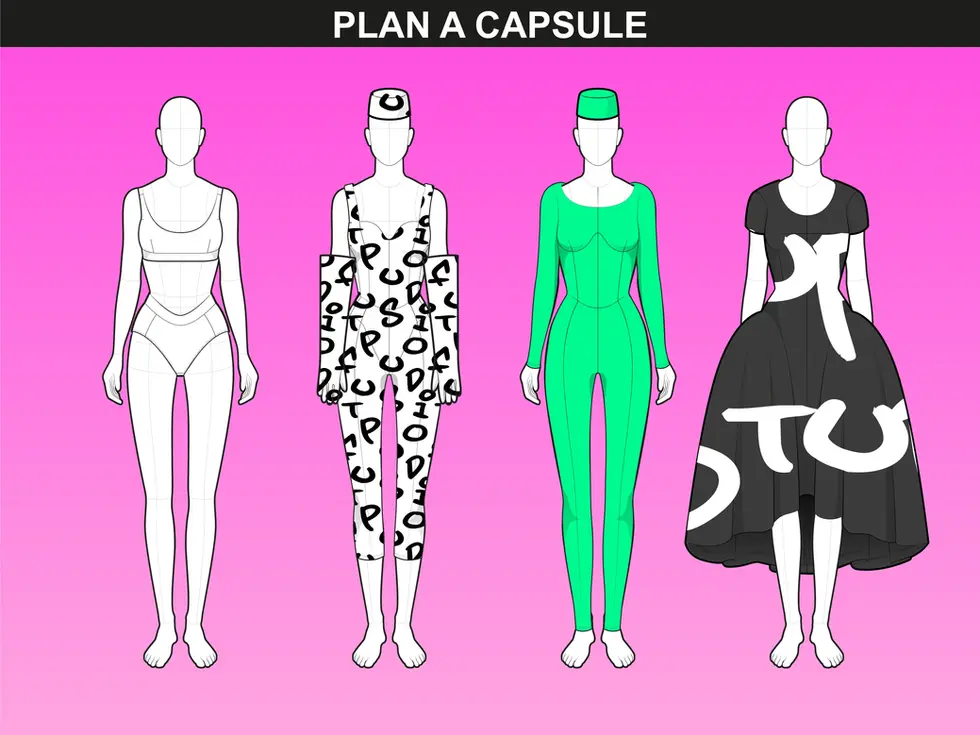Male fashion figure templates from the Women’s Poses bundle by FUPstudio, ideal for capsule collections.