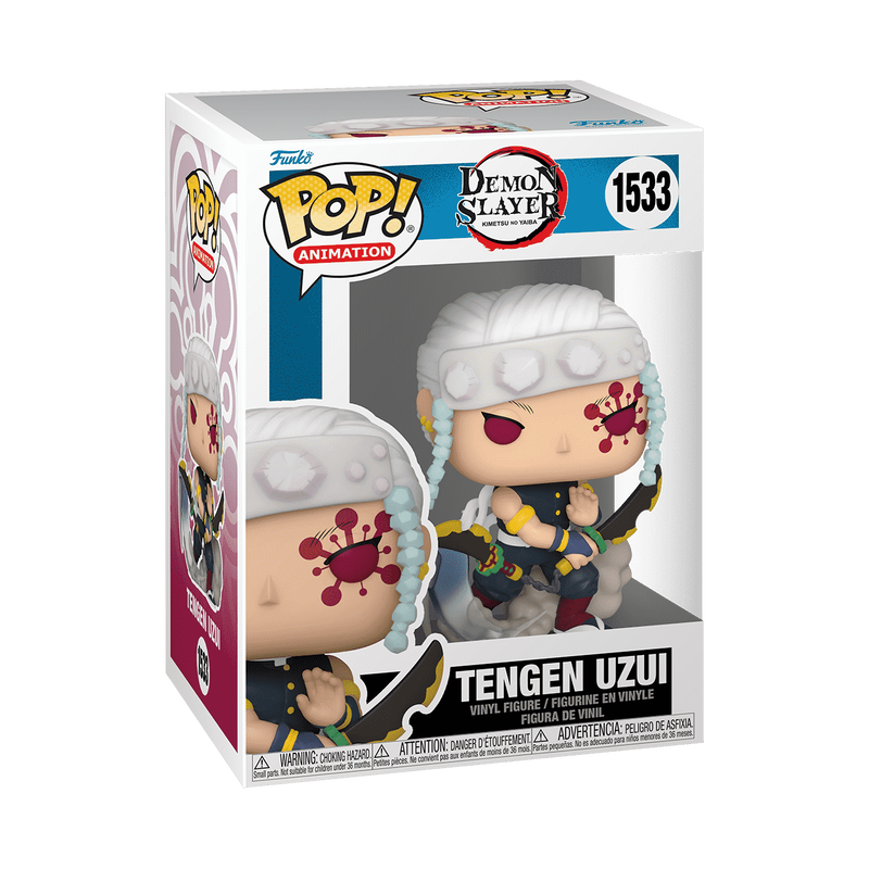 Figura Funko Pop Demon Slayer Tengen Uzui en su caja original, edición animada de Kimetsu no Yaiba.