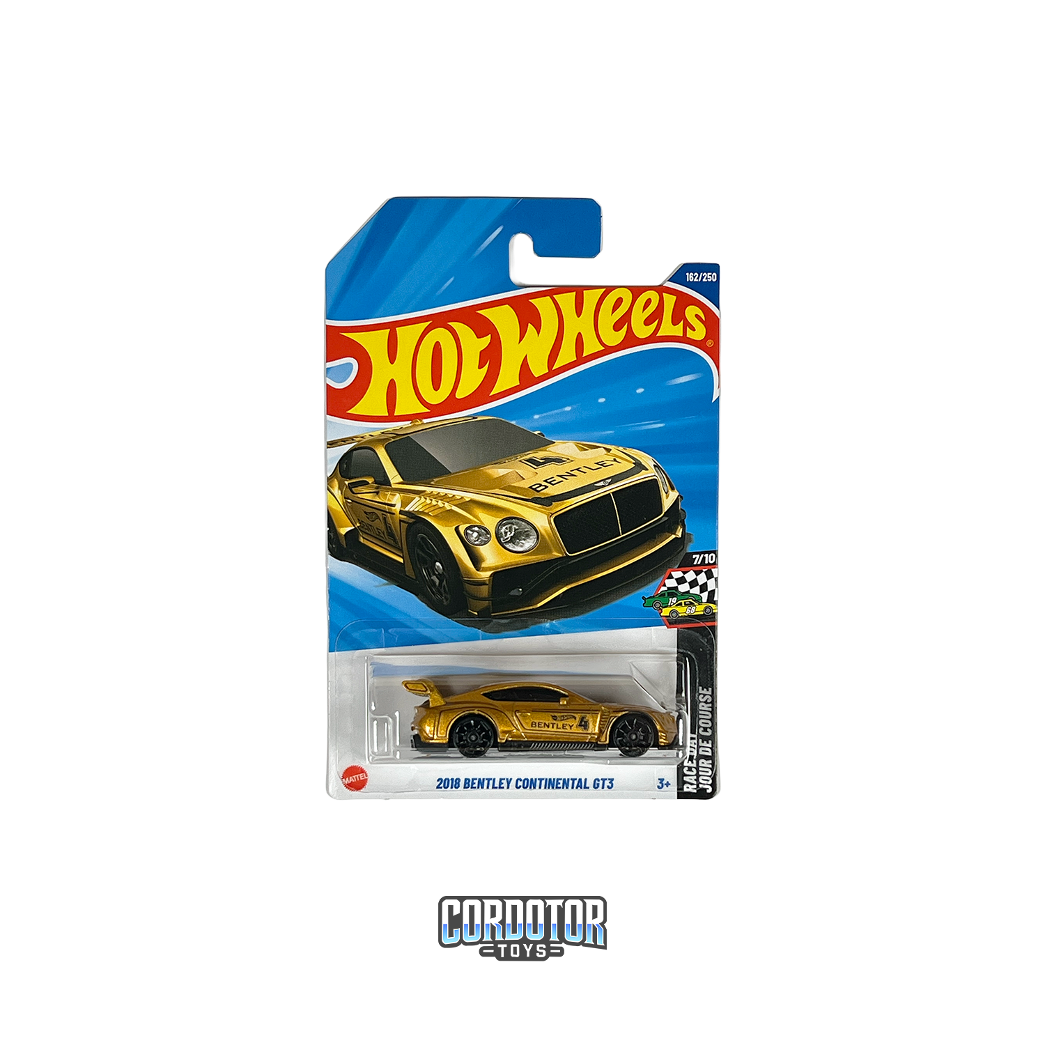 Hot Wheels 2018 Bentley Continental GT3 dorado en empaque original