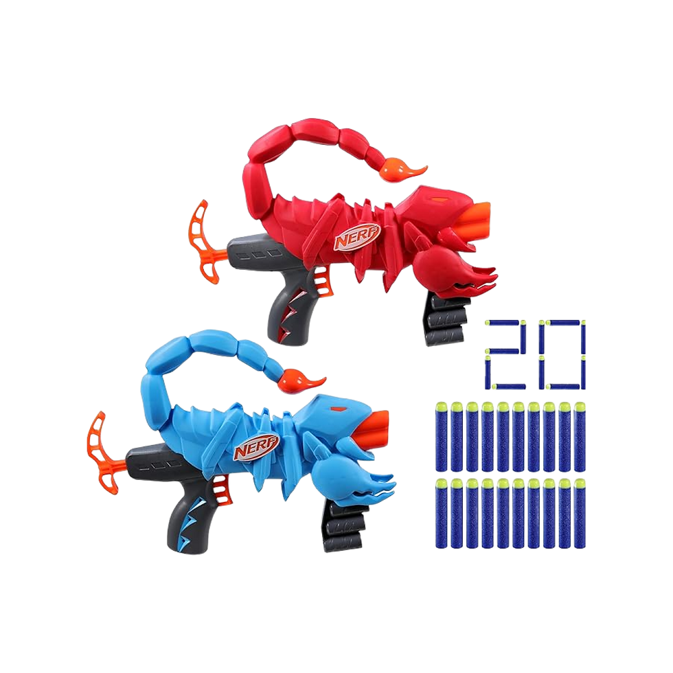 Nerf Wild Venompack - Set de 2 lanzadores con diseño de escorpión y 20 dardos Elite.