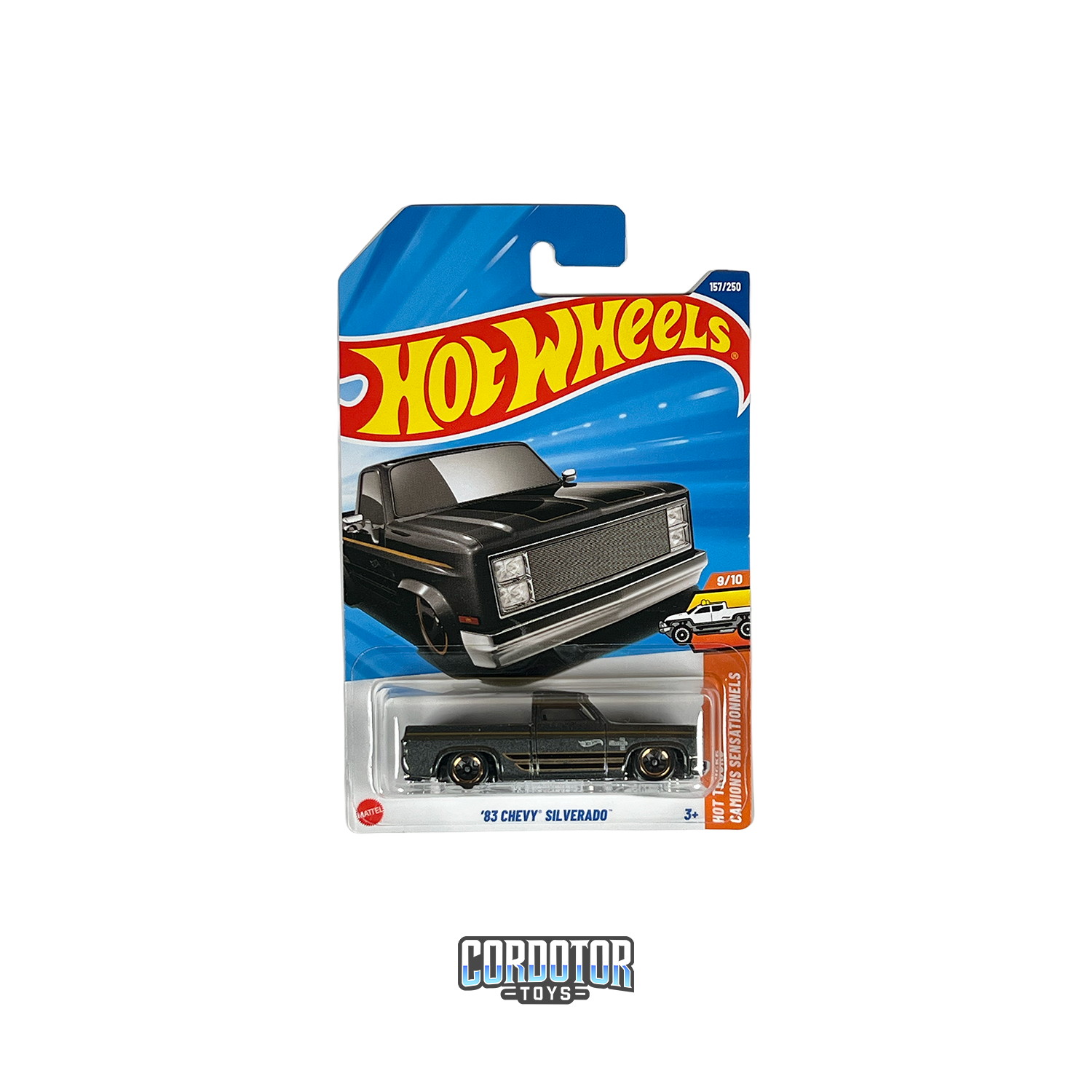 Hot Wheels ’83 Chevy Silverado pickup negra en blister original