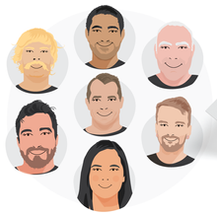 Custom illustrated team portraits created for Mill Electrical in Hawke's Bay, New Zealand, as part of a personalised Christmas card. Individual staff illustrations with festive details were created from photographs and delivered as reusable digital assets for greeting cards, social media, office displays and digital signage, showcasing custom illustration, employee recognition and team branding.