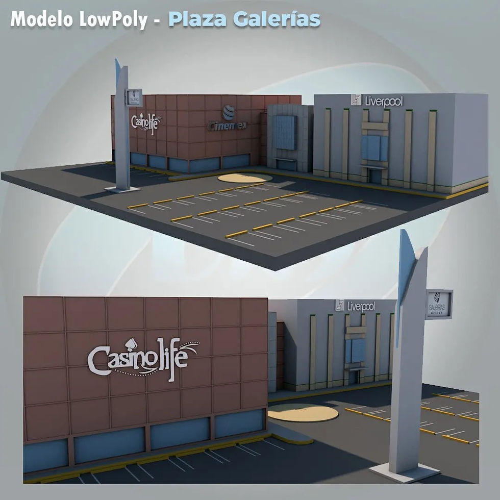 Modelo LowPoly Plaza Galerías