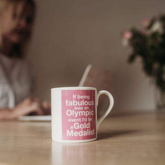 If being fabulous mug on table of a virtual assistant