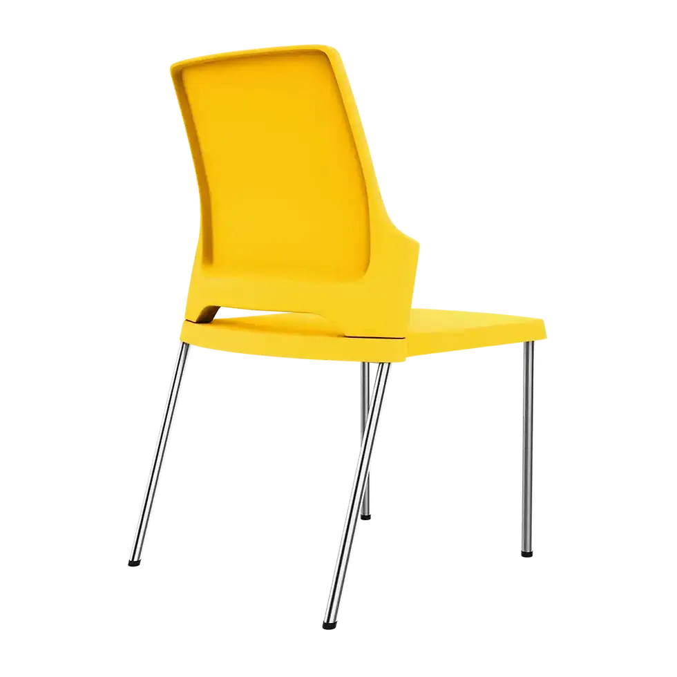 Thumbnail: Buy Unwind Cafeteria Chair Online, (Set of 4) Stainless Steel Chairs in Marigold Yellow Colour.