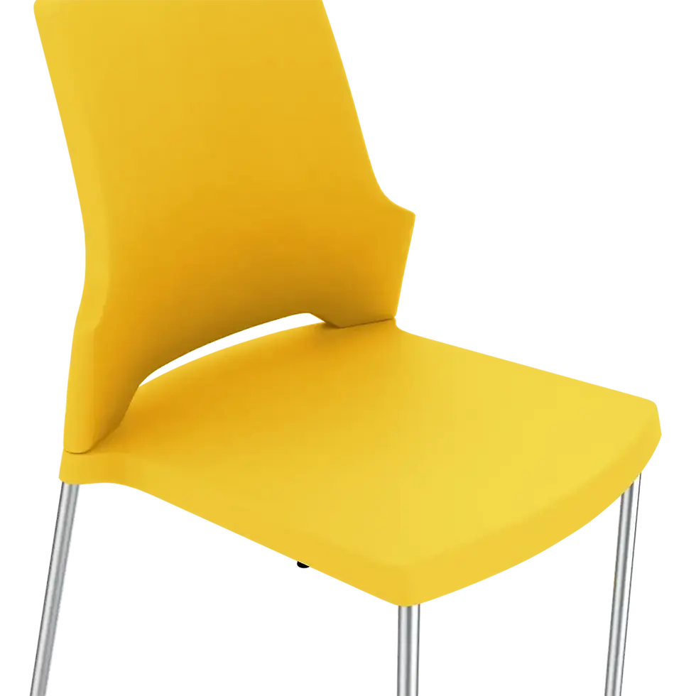 Thumbnail: Buy Unwind Cafeteria Chair Online, (Set of 4) Stainless Steel Chairs in Marigold Yellow Colour.