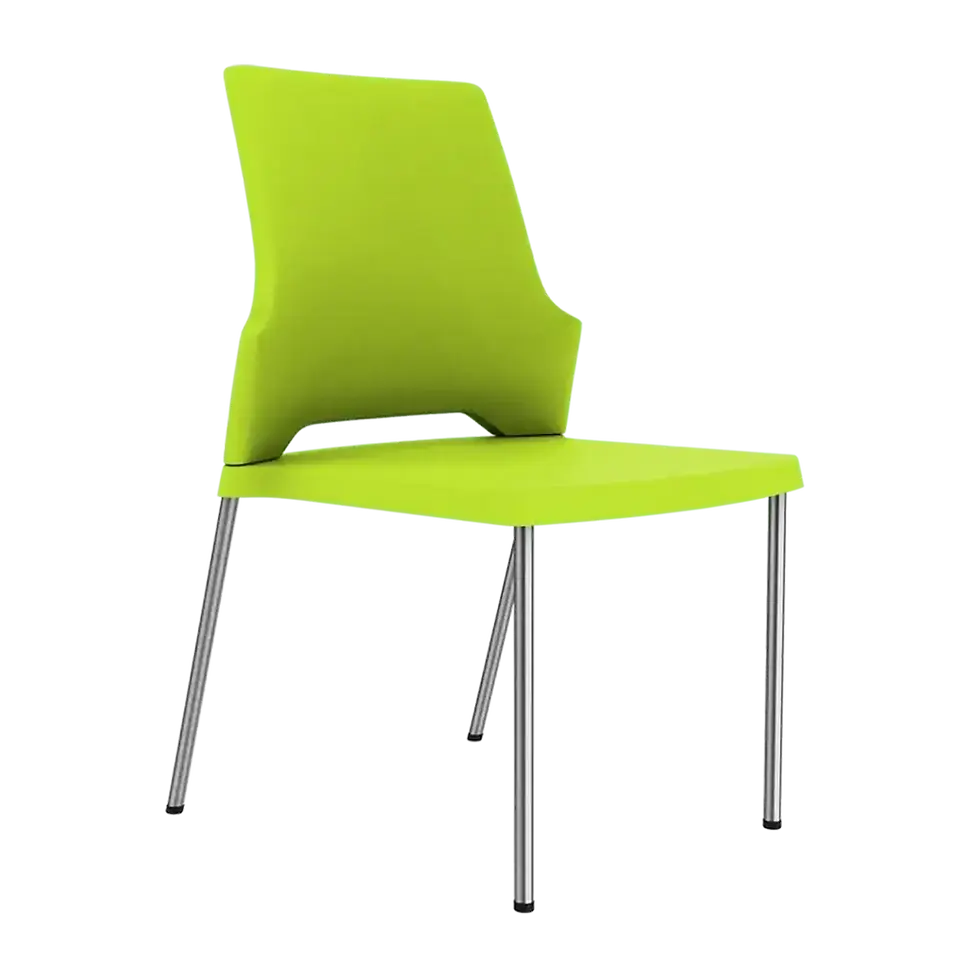 Thumbnail: Buy Unwind Cafeteria Chair Online, (Set of 4) Stainless Steel Chairs in Fresh Lime Colour.