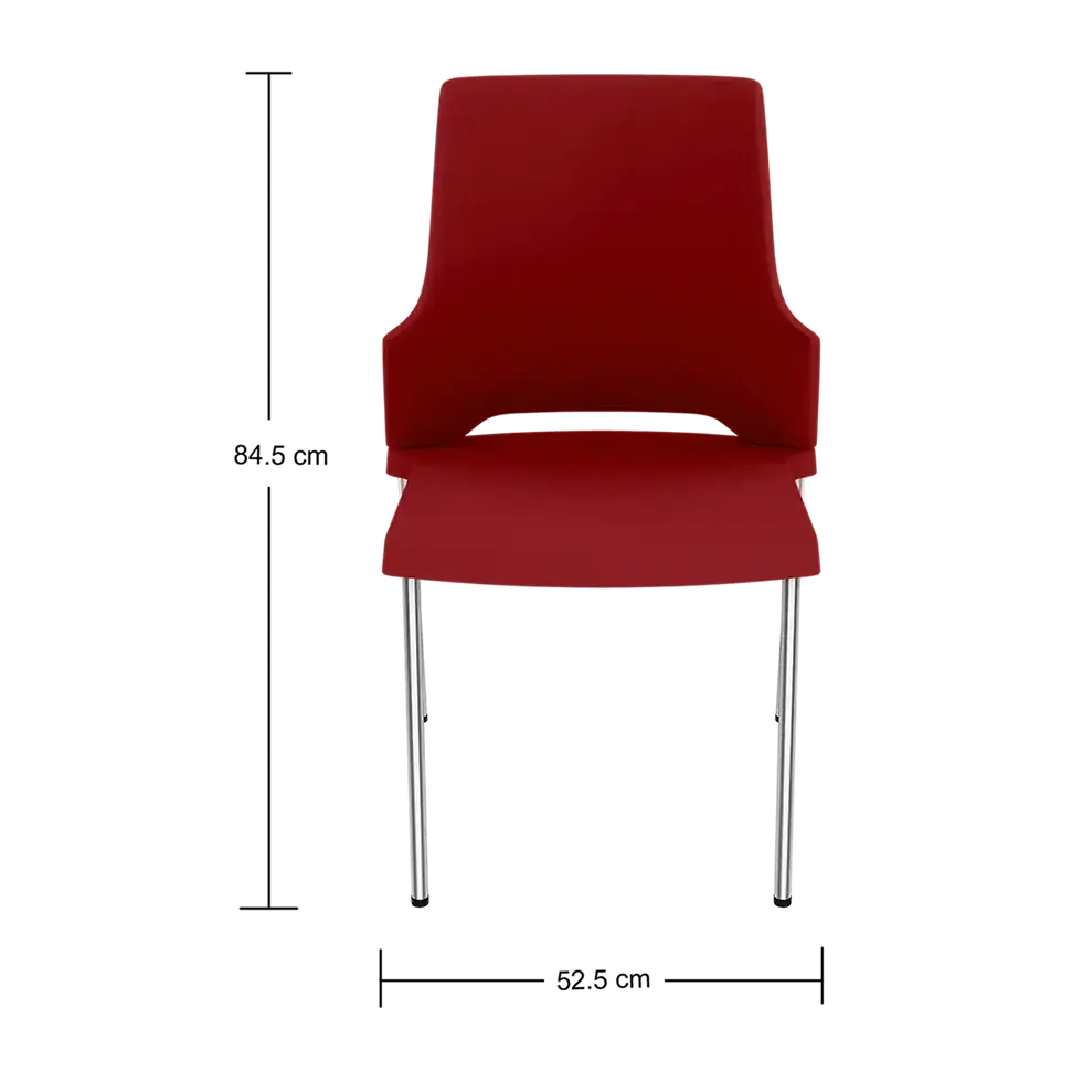 Thumbnail: Buy Unwind Cafeteria Chair Online, (Set of 4) Stainless Steel Chairs in Raspberry Red Colour