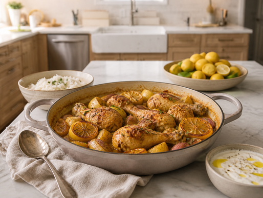 Lemony Saffron Chicken and Potatoes (One Pan Comfort Dinner)