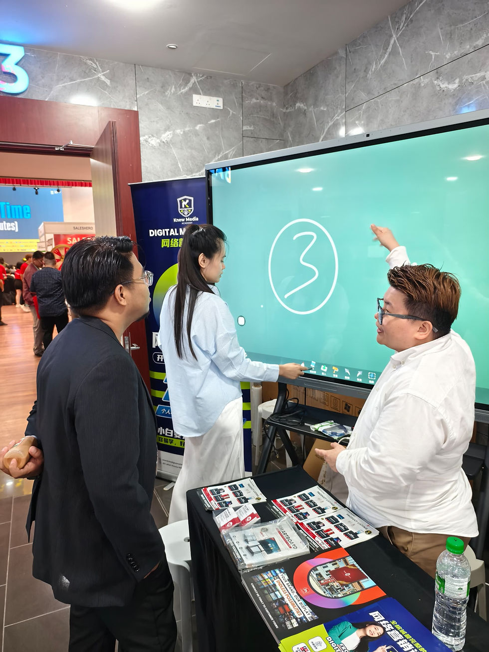 Business presentation displayed on an interactive smartboard