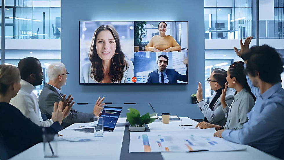 Hybrid video meeting conducted using a smartboard