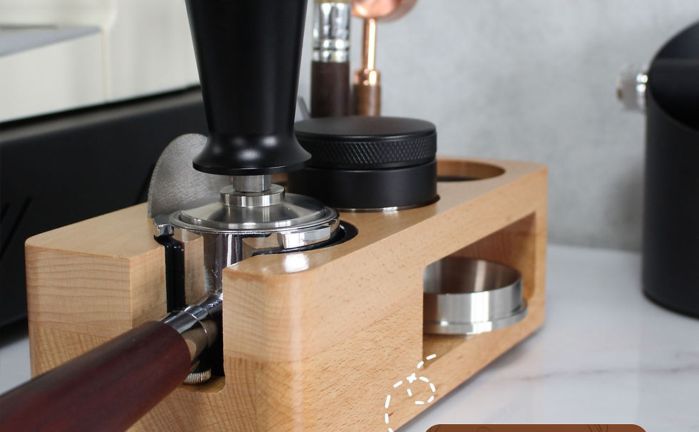 サムネイル： 木製エスプレッソコーヒータンパーマット，エスプレッソアクセサリーオーガナイザーボックス 51mm-58mm，エスプレッソマシン用多機能タンパースタンド，タンピ…