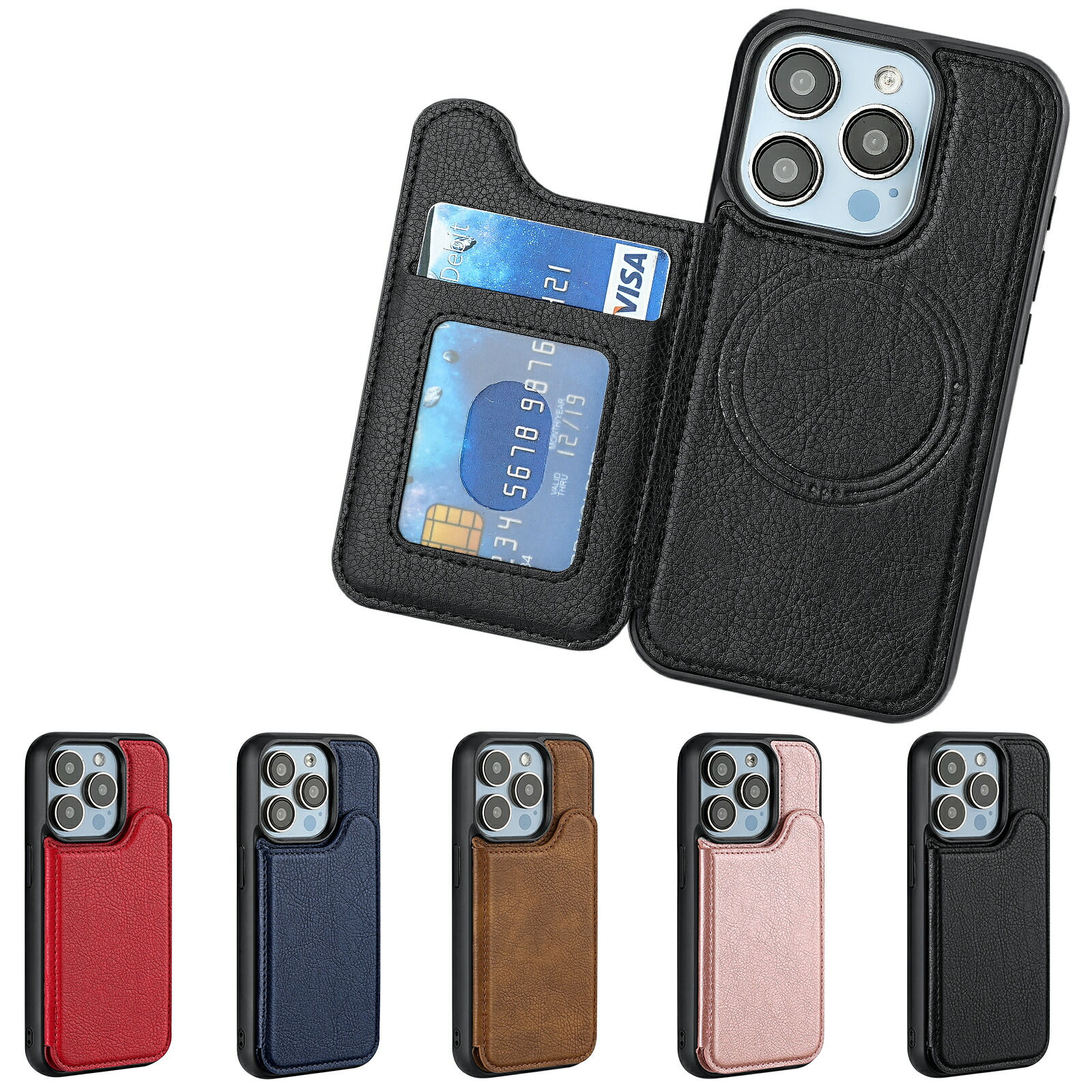 ワイヤレス充電対応マグネット式 手帳型ケース iPhone 16 , iPhone 16 Plus, iPhone Pro, iPhone 16 Pro M…