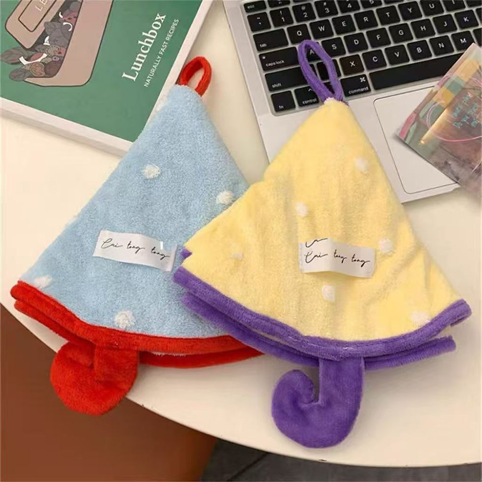 サムネイル： ハンドタオル【2点セット 】超吸水 台拭き 手拭きタオル ふきん 可愛い ハンカチ  子供 おしゃれ ひも付き 台拭き 掃除 かわいい キッチンタオル 傘型 …
