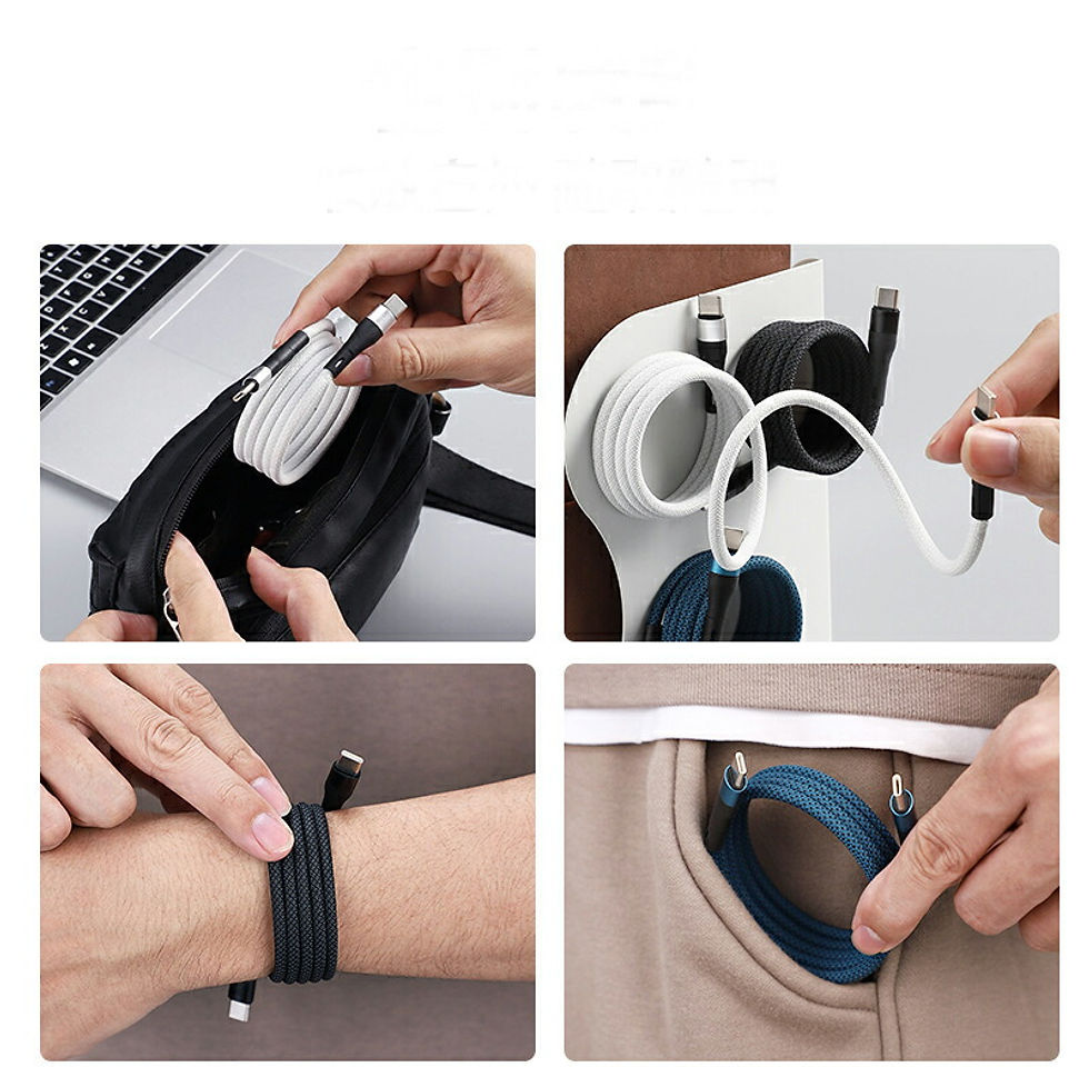 サムネイル： マグネット内蔵 オートロール USBケーブル スマート収納 USB-Lighting, USB-C, C-C, C-Lighting