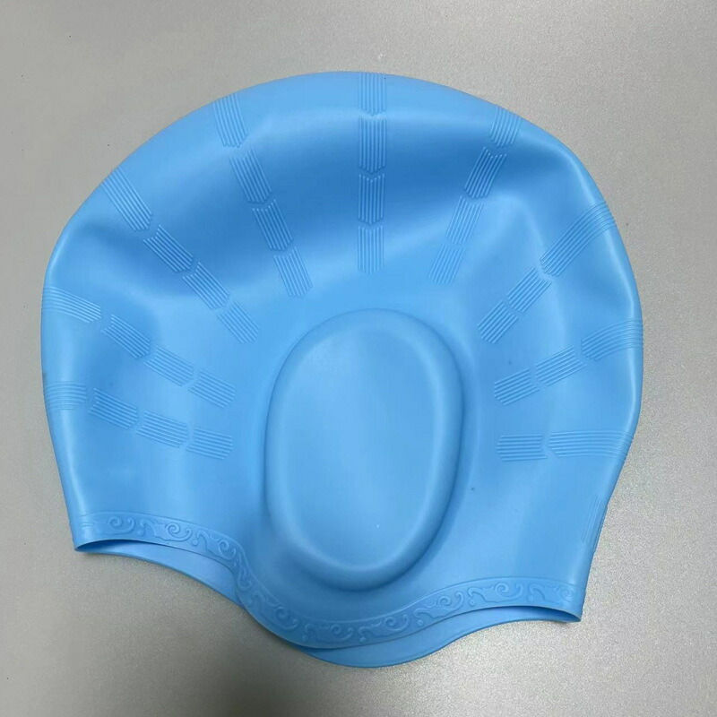 サムネイル： 泳帽 伸縮性 防水 快適 スイム帽子 凹ぐーんと伸びるシリコン製のスイムキャップに耳を圧迫しないようイヤーポケットを付けた男女兼用タイプロングヘア 長髪対応 …
