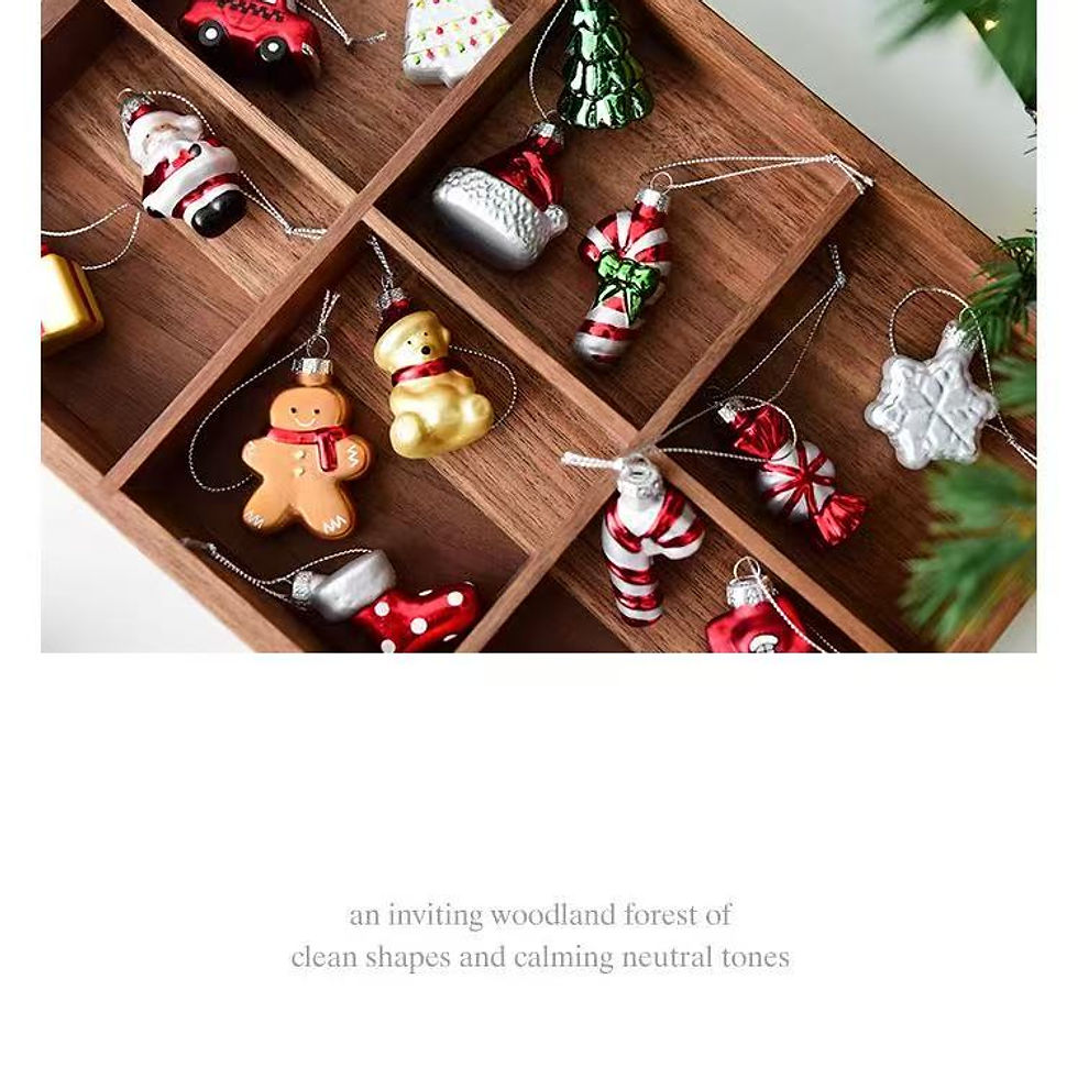 サムネイル： 9点セットクリスマスオーナメント飾りツリーオーナメントかわいいガラス製サンタ雪だるまジンジャーブレッドキャンディ靴下プレゼントツリー飾り装飾ギフトセットクリス…