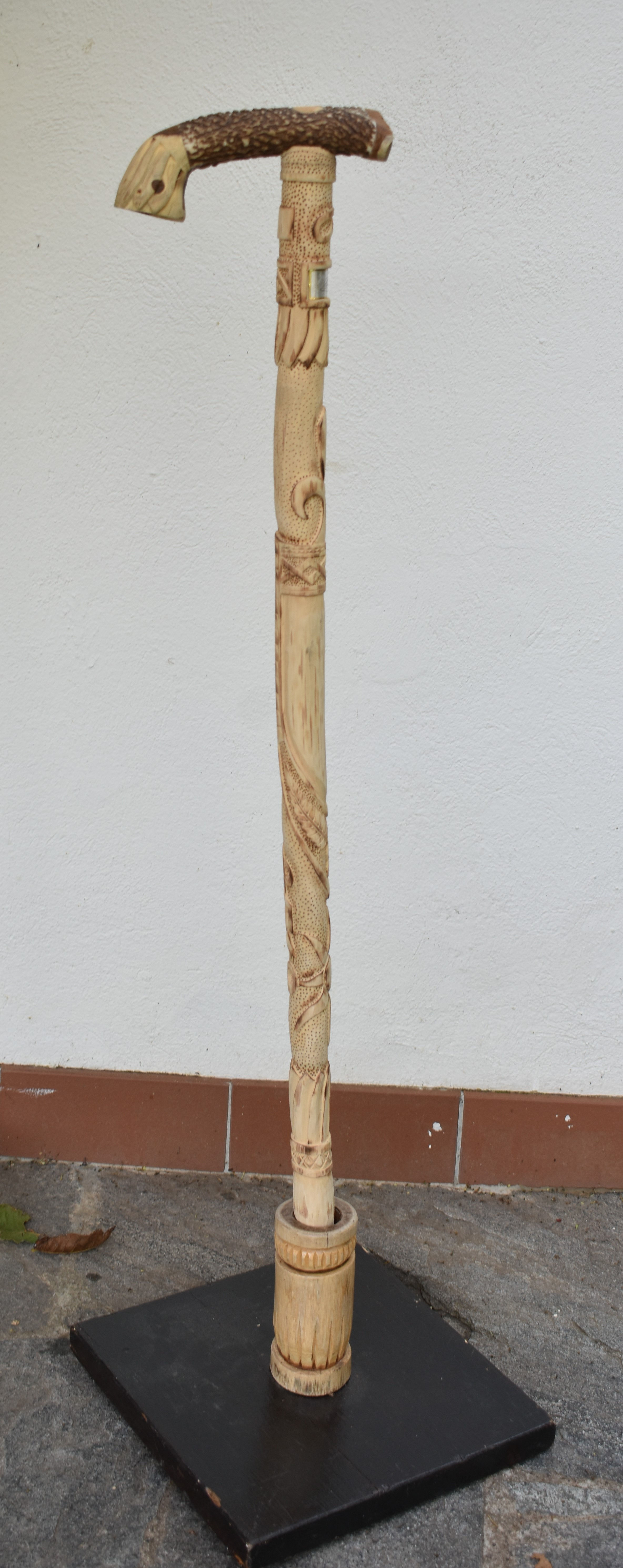 Bastone di sambuco "Sole", con corno di cervo