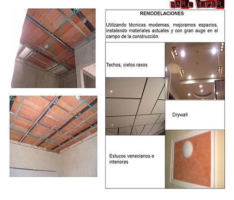 Cielo raso en yeso, superboard, epóxicas