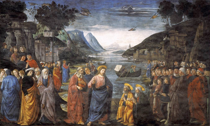 Domenico Ghirlandaio : La Vocation des premiers apôtres Pierre et André (1481)