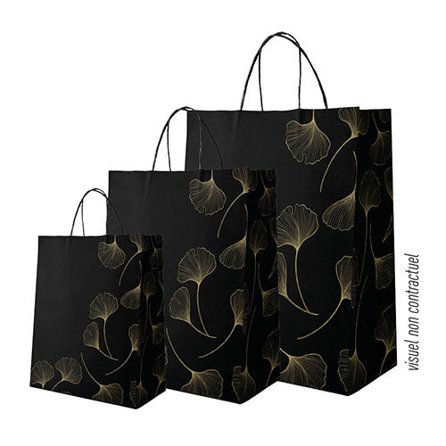 Sac Cabas Sensitve Noir/or T36 - Kraft - 90 g/m2 - Vert - 36 + 12 x 41 cm