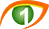 An Eye Logo in Vorange and Green Colors, With the Number “1” Integrated Into the Iris/Pupil of the Eye