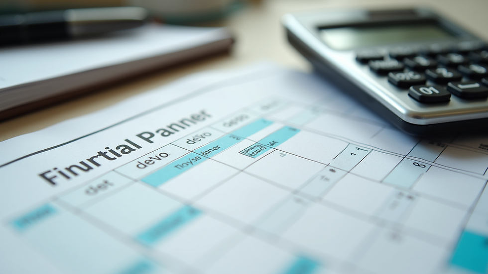 Eye-level view of a simple budget planner with handwritten notes and a pen