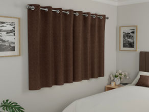 Vogue Chocolate Readymade Curtain used as a genuine Tyrone Textiles retail display example