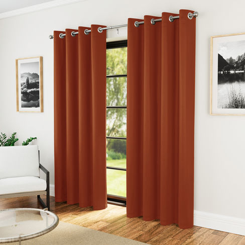 Orange Supersoft room darkening curtains featuring luxurious soft-touch fabric and modern eyelet header