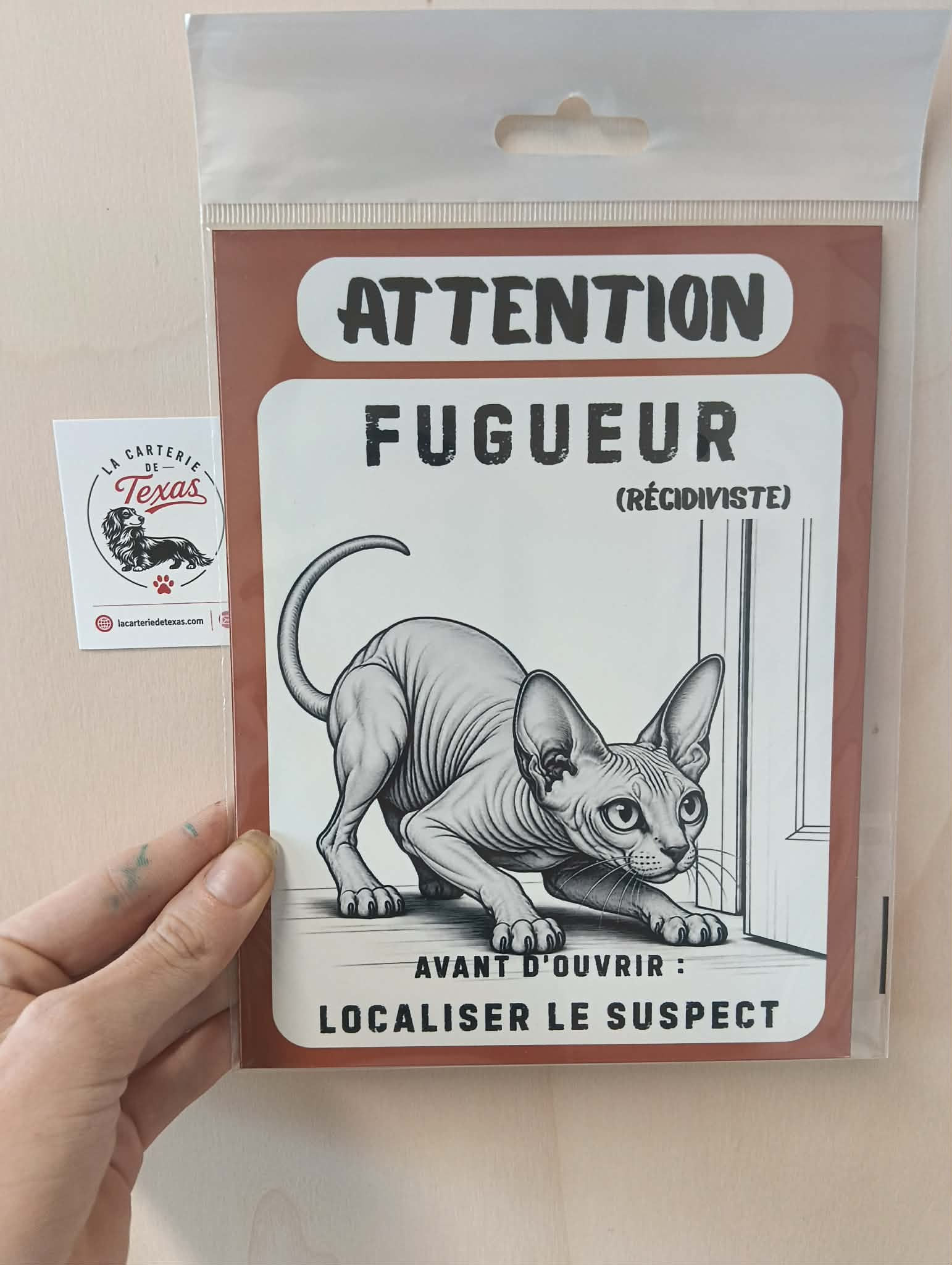 Plaque Sphynx – Attention Fugueur (récidiviste)