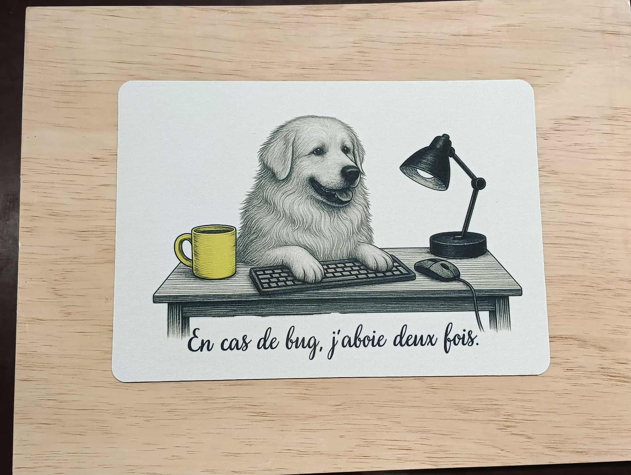🖱️ Tapis de souris "Patou Codeur" – Le gardien du bureau