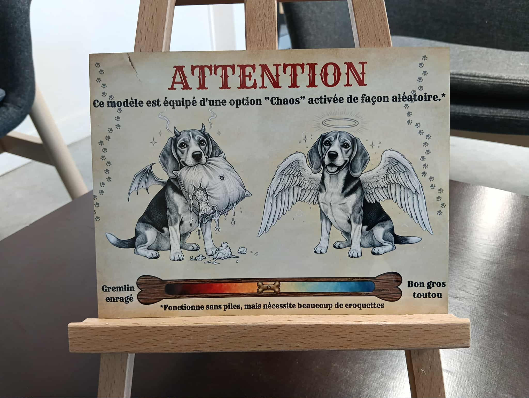 🛑 Attention au chien – Panneau humour  Beagle – 15 × 20 cm
