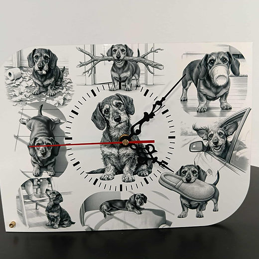 CHIHUAHUA À POIL court horloge en forme de cœur avec un chien Art-Dog CHIHUAHUA À POIL court horloge en forme de cœur avec un chien Art-Dog