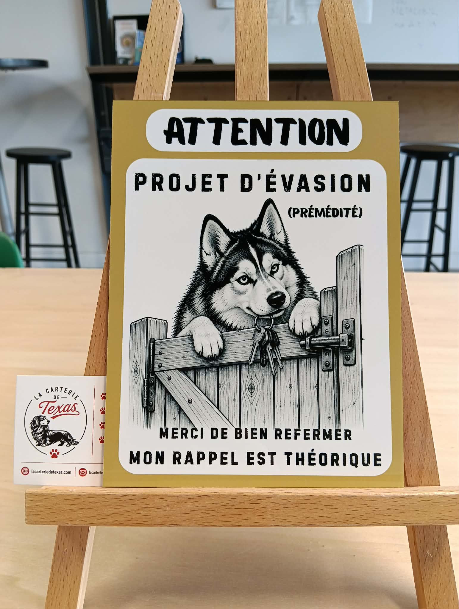 Panneau Husky – « Projet d’évasion prémédité »