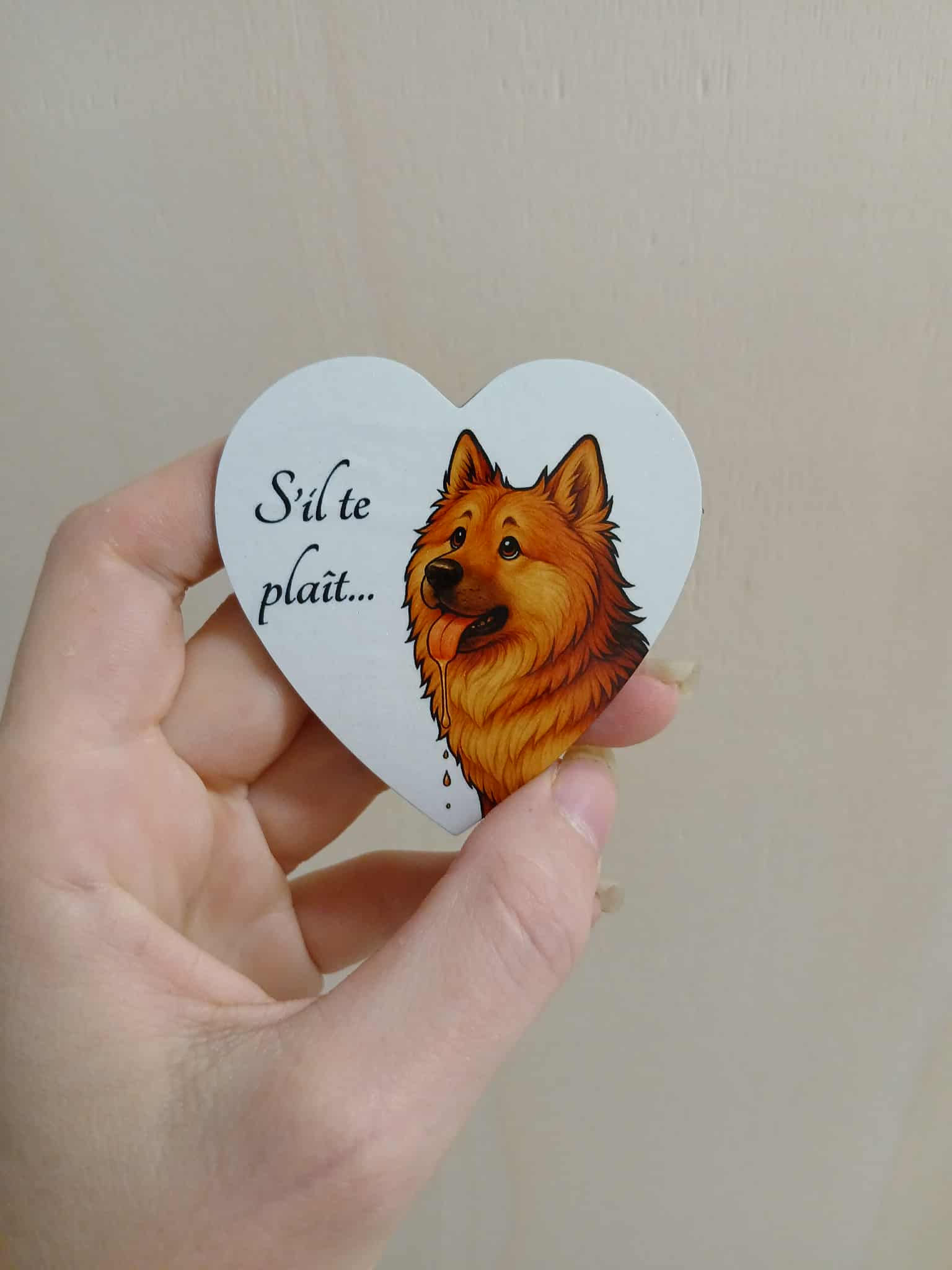 Magnet Cœur –Eurasier Suppliant « S’il te plaît… »